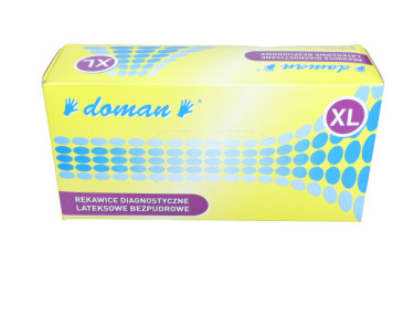 DOMAN RĘKAWICE LATEKSOWE BEZPUDROWE (OP 100 SZT) ROZMIAR XL