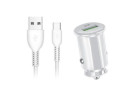 ŁADOWARKA SAMOCHODOWA DO TELEFONU FAST QC 3.0 + KABEL USB TYP-C (BIAŁA)