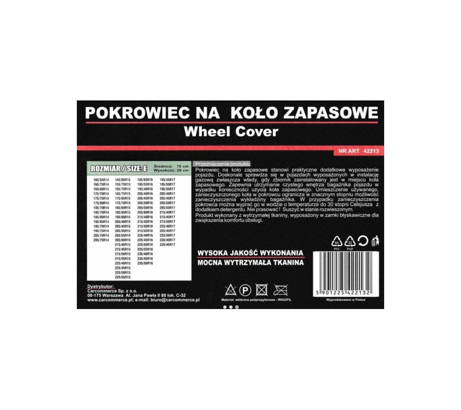 POKROWIEC NA KOŁO ZAPASOWE ROZMIAR E