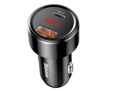 ŁADOWARKA SAMOCHODOWA BASEUS MAGIC USB + USB-C QC 4.0 PD 45W (CZARNA)