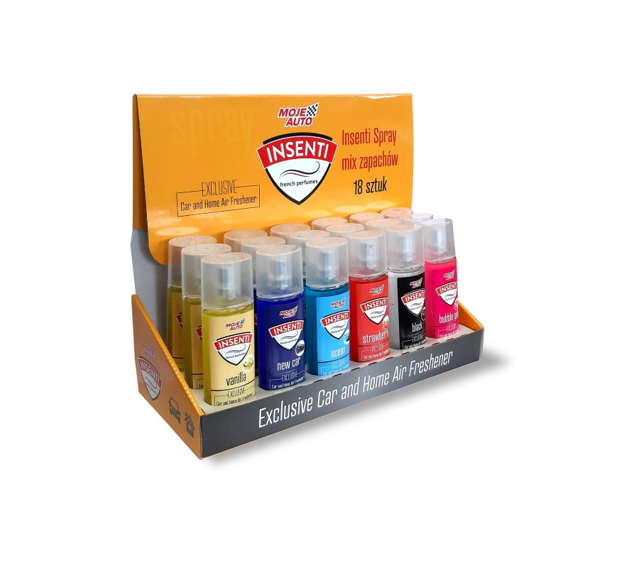 MIX ZAPACHÓW - ODŚWIEŻACZ POWIETRZA INSENTI SPRAY / DISPLAY 18SZT. X 50ML / MOJE AUTO