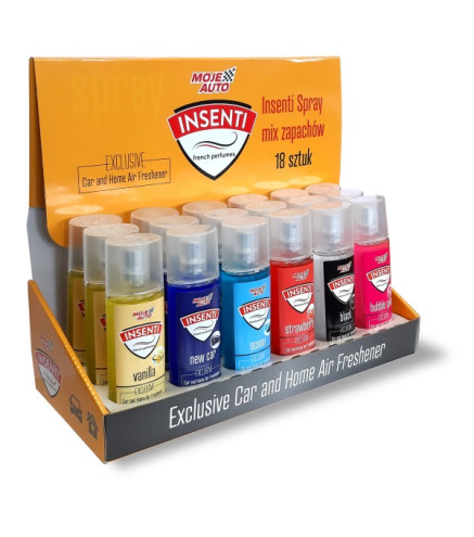 MIX ZAPACHÓW - ODŚWIEŻACZ POWIETRZA INSENTI SPRAY / DISPLAY 18SZT. X 50ML / MOJE AUTO