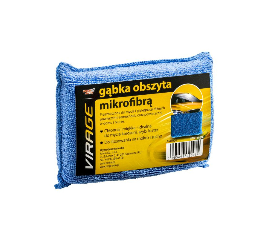 GĄBKA OBSZYTA MIKROFIBRĄ DO SZYB/KAROSERII/LUSTER 15X10X4,5 / VIRAGE