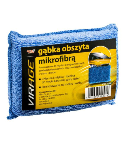 GĄBKA OBSZYTA MIKROFIBRĄ DO SZYB/KAROSERII/LUSTER 15X10X4,5 / VIRAGE