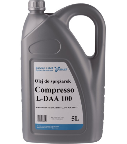 OLEJ SPECOL COMPRESSO L-DAA 100 5L / DO SPRĘŻAREK / PN-91/C-96073, ISO 6743-3A
