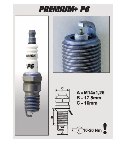 P6+ (1624) GR15YIR-2 świeca zapłonowairydowa BRISK Premium+ IRIDIUM spark plug
