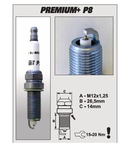 P8+ (1626) MR14YIR-9 świeca zapłonowairydowa BRISK Premium+IRIDIUM spark plug