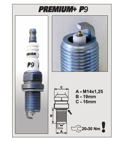 P9+ (1706) DR14YIR świeca zapłonowairydowa BRISK Premium+ IRIDIUM spark plug