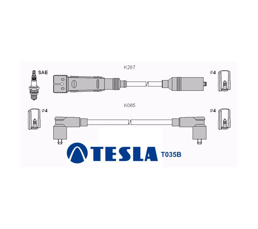 T035B (T650C, T731C) Przewody zapłonoweTESLA , VW Golf, Passat