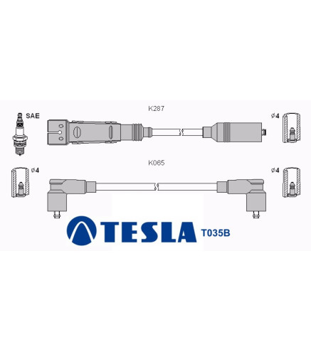 T035B (T650C, T731C) Przewody zapłonoweTESLA , VW Golf, Passat