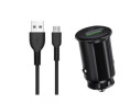 ŁADOWARKA SAMOCHODOWA DO TELEFONU FAST QC 3.0 + KABEL MICRO USB (CZARNA)