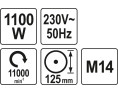SZLIFIERKA KĄTOWA 125MM, 230V, 1100W SZLIFIERKA KĄTOWA 125MM, 230V, 1100W