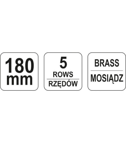 SZCZOTKA DRUCIANA,DRUT MOSIĘŻNY,5 RZĘDÓW,RĘKOJEŚĆ PLASTIKOWA