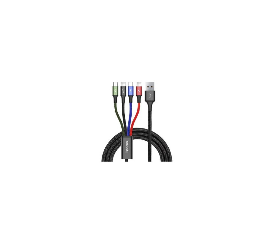 MULTIKABEL DO ŁADOWAREK 4W1 USB-C / 2X LIGHTNING / MICRO 3,5A 1.2M (CZARNY)