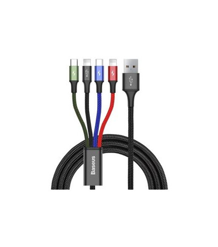 MULTIKABEL DO ŁADOWAREK 4W1 USB-C / 2X LIGHTNING / MICRO 3,5A 1.2M (CZARNY)