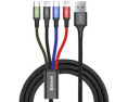 MULTIKABEL DO ŁADOWAREK 4W1 USB-C / 2X LIGHTNING / MICRO 3,5A 1.2M (CZARNY)