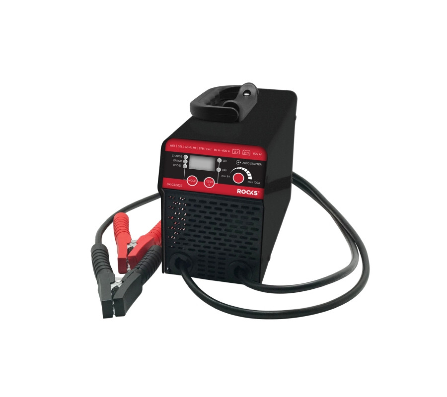 INWERTOROWY PROSTOWNIK Z ROZRUCHEM START 12V / 24V - 80A - 600A - 800 AH, LCD, KABLE 2,1 M