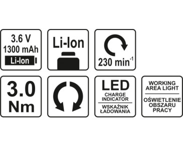 WKRĘTAK AKUMULATOROWY 3,6V 1,3AH