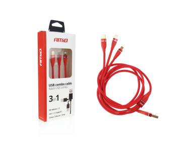 MULTIKABEL DO ŁADOWAREK 3W1 LIGHTNING/USB C/MICRO USB 120CM 3.1A UC-7