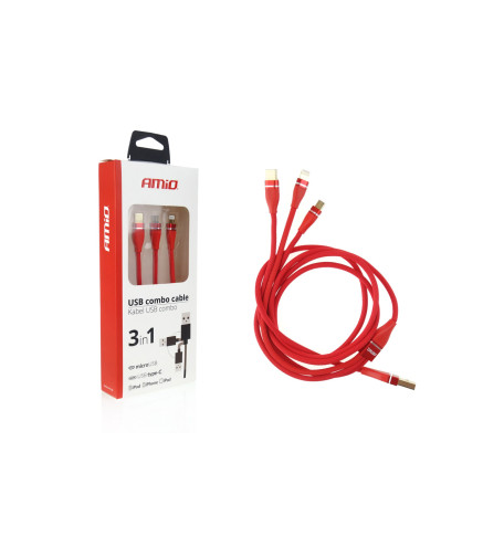 MULTIKABEL DO ŁADOWAREK 3W1 LIGHTNING/USB C/MICRO USB 120CM 3.1A UC-7