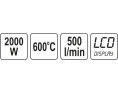 OPALARKA 2000W 70~600°C AKCES. WYŚW. LCD