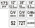 ZESTAW NARZĘDZIOWY 1/4, 3/8, 1/2 KPL 173 SZT