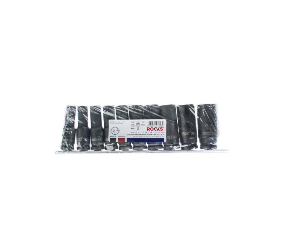 ZESTAW NASADEK UDAROWYCH DŁUGICH ,6-KĄT 1/2, 10 CZ, 10-24 MM