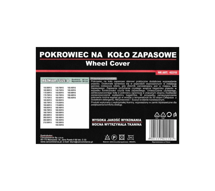 POKROWIEC NA KOŁO ZAPASOWE ROZMIAR D