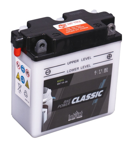 AKUMULATOR MOTO. 6V 11AH/80A P+ CLASSIC (WYM:122X62X132)+KWAS
