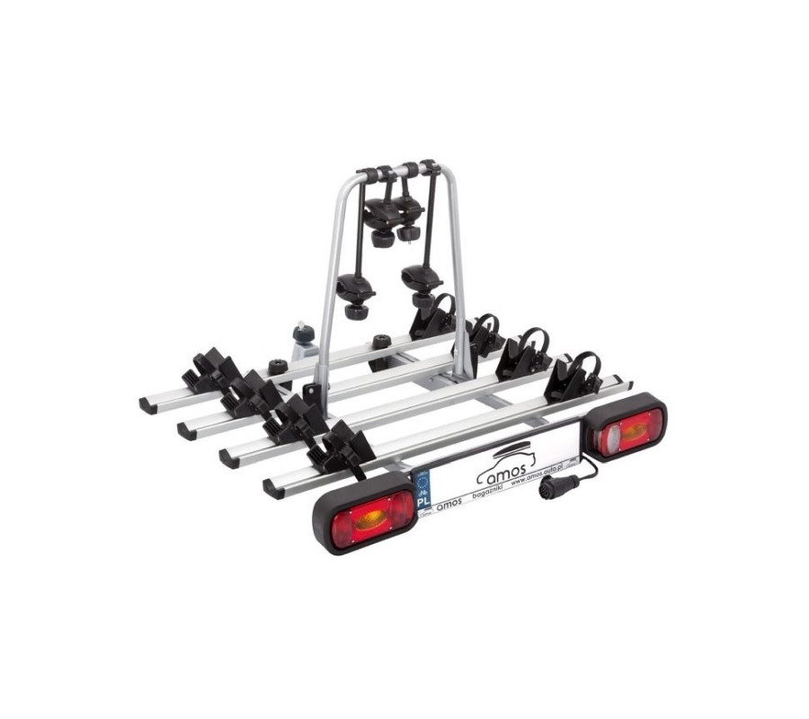 BAGAŻNIK ALUMINIOWY NA HAK DO MAX 4 ROWERÓW Z UCHYŁEM I ZAMKNIĘCIEM GIRO-4 (13 PIN)