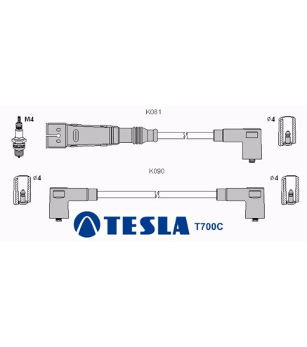 T700C (T050B,T429S) Przewody zapłonoweTESLA , Audi