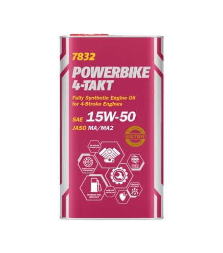 OLEJ MANNOL 15W50 4L 4T POWERBIKE SM / JASO MA/MA2 / OPAKOWANIE METALOWE