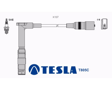 T805C (T009B) Przewody zapłonowe TESLAMercedes 200E, TE, TC, 230E