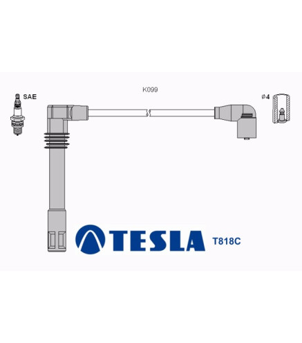 T818C (T002B) Przewody zapłonowe TESLA