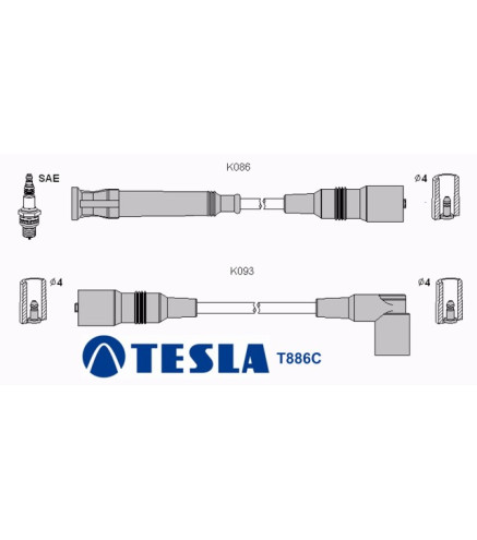T886C (T033B,T175C) Przewody zapłonoweTESLA