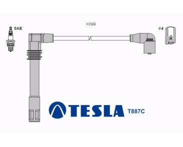 T887C (T003B) Przewody zapłonowe TESLA