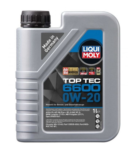 OLEJ LIQUI MOLY 0W20 1L TOP TEC 6600 SP / C5 / GF-6A / LL-17 FE+ / STJLR.03.5006 / MB229.71 / OV0401547