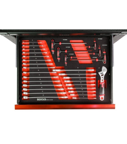 ZESTAW KLUCZY PŁASKO-OCZKOWYCH 6-22 MM, IMBUSOWYCH I KLUCZ NASTAWNY, 31 CZ