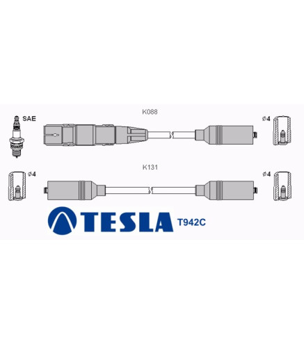 T942C (T067B) Przewody zapłonowe TESLA