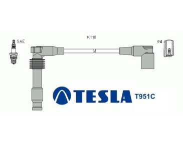 T951C (T993B) Przewody zapłonowe TESLAOpel Vectra B 2,5i V6