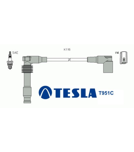 T951C (T993B) Przewody zapłonowe TESLAOpel Vectra B 2,5i V6