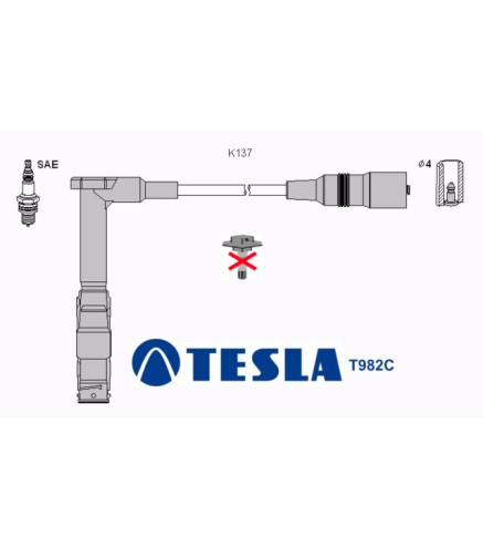 T982C (T010B) Przewody zapłonowe TESLA