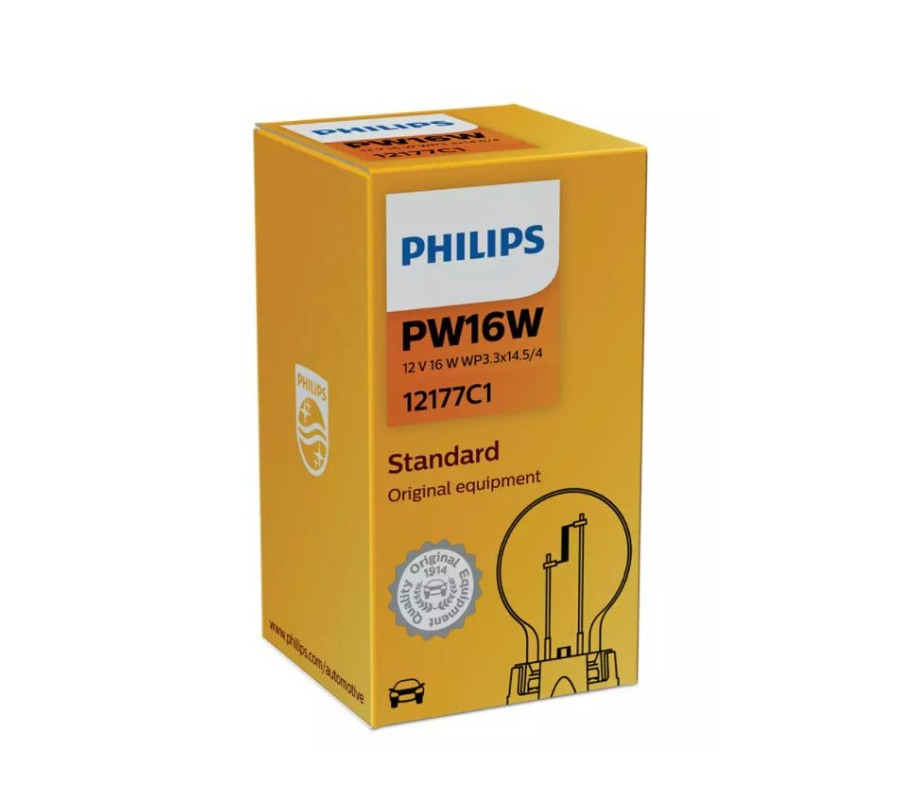 ŻARÓWKA PW16W 12V/16W WP3,3X14,5/4 BEZBARWNA PHILIPS