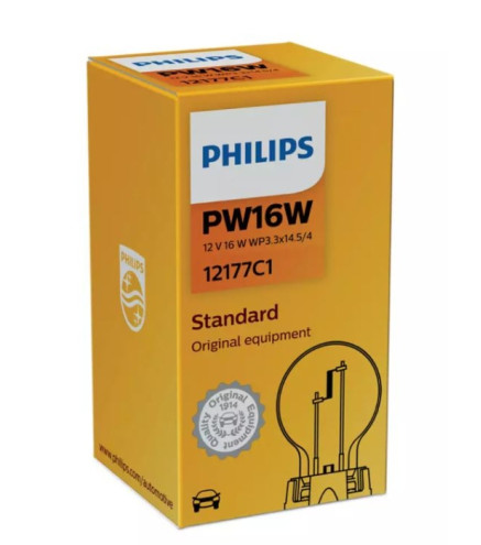 ŻARÓWKA PW16W 12V/16W WP3,3X14,5/4 BEZBARWNA PHILIPS