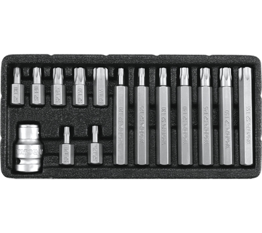 ZESTAW KOŃCÓWEK WKRĘTAKOWYCH TORX SECURITY, T20-T55, 15 CZ.
