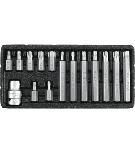 ZESTAW KOŃCÓWEK WKRĘTAKOWYCH TORX SECURITY, T20-T55, 15 CZ.