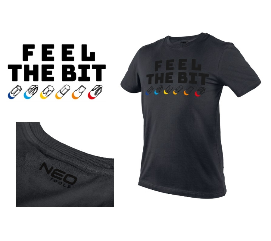 T-SHIRT Z NADRUKIEM, FEEL THE BIT, ROZMIAR M