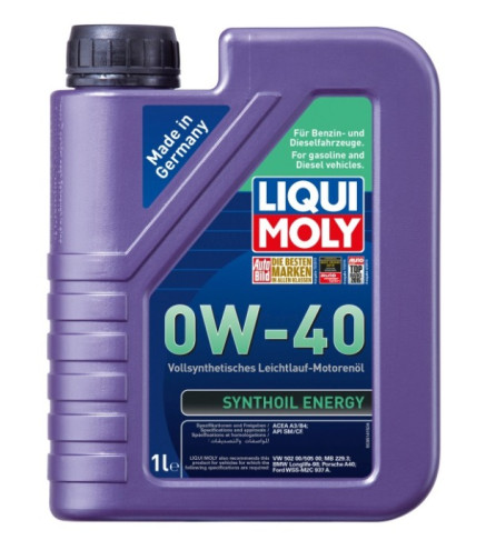 OLEJ LIQUI MOLY 0W40 1L SYNTHOIL ENERGY A3/B4 / SM/CF / 229.3 / A40 / 502.00 505.00 / WSS-M2C 937-A