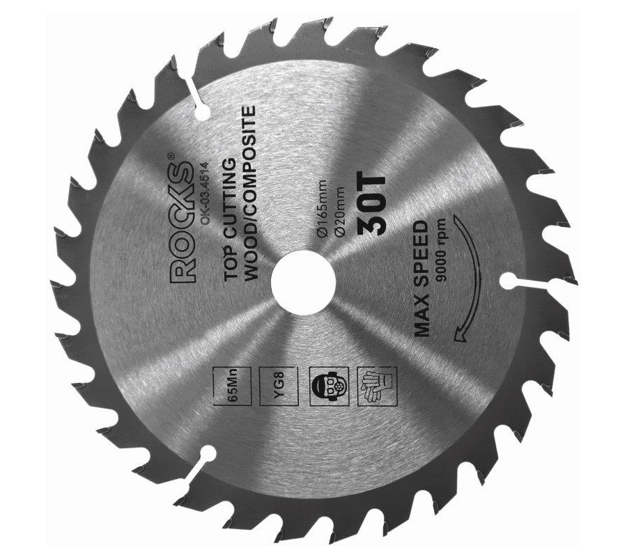 TARCZA WIDIOWA DO DREWNA 165X20 MM 65MN-YG8, GRUBOŚĆ 2,2 MM, 30T