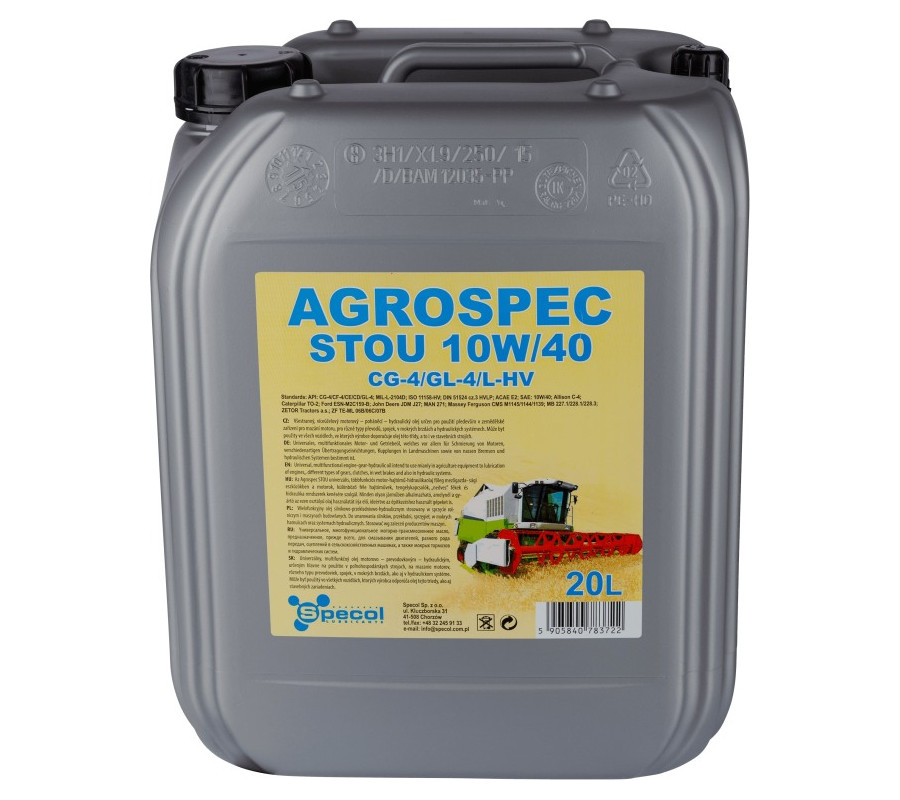 OLEJ SPECOL 10W40 20L AGROSPEC STOU CVG-4 / 227.1 228.1 228.3 / MAN 271